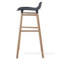 Classical Design Chair Plastic With Solid Wood Barstool